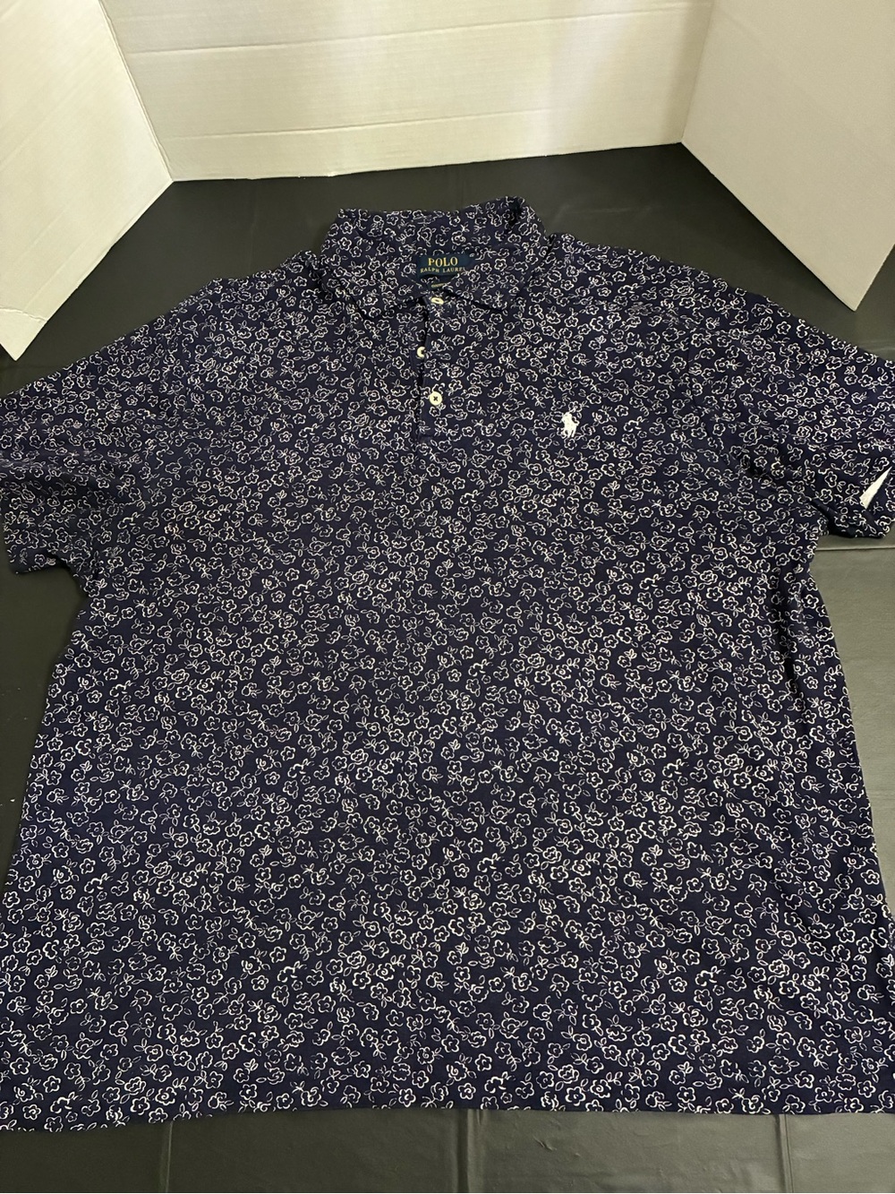 Polo by Ralph Lauren Navy Polo with White Floral Print